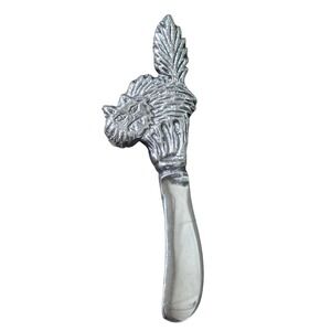 Vintage Pewter Cat Cheese Butter‎ Spreader Knife Novelty Kitchen Utensil